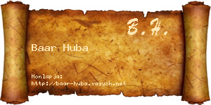 Baar Huba névjegykártya